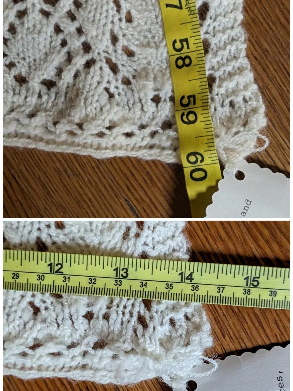 NWT Hand Spun & Knit Lace Shawl Scarf Cream White Pure Corriedale Wool By Hulda